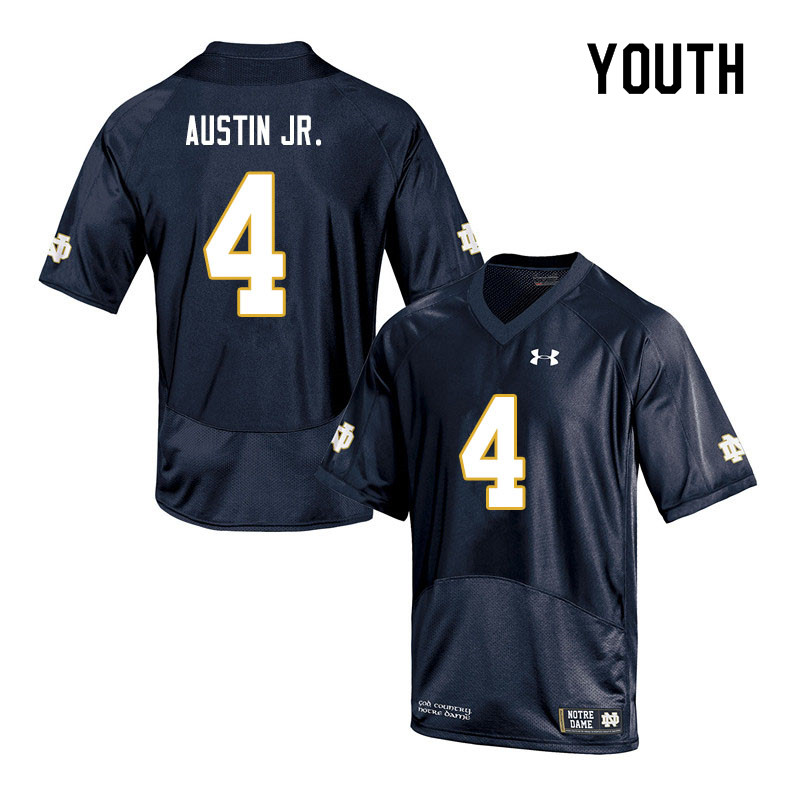 Youth #4 Kevin Austin Jr. Notre Dame Fighting Irish College Football Jerseys Sale-Navy - Click Image to Close